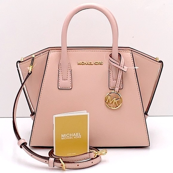 Michael Kors Avril Small Leather Top-Zip Satchel Powder Blush color - Picture 2 of 16